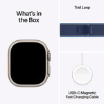 Apple Watch Ultra 3 49mm GPS + Cellular Natural Titanium Case w/ Bright Blue Trail Loop (Medium/Large)