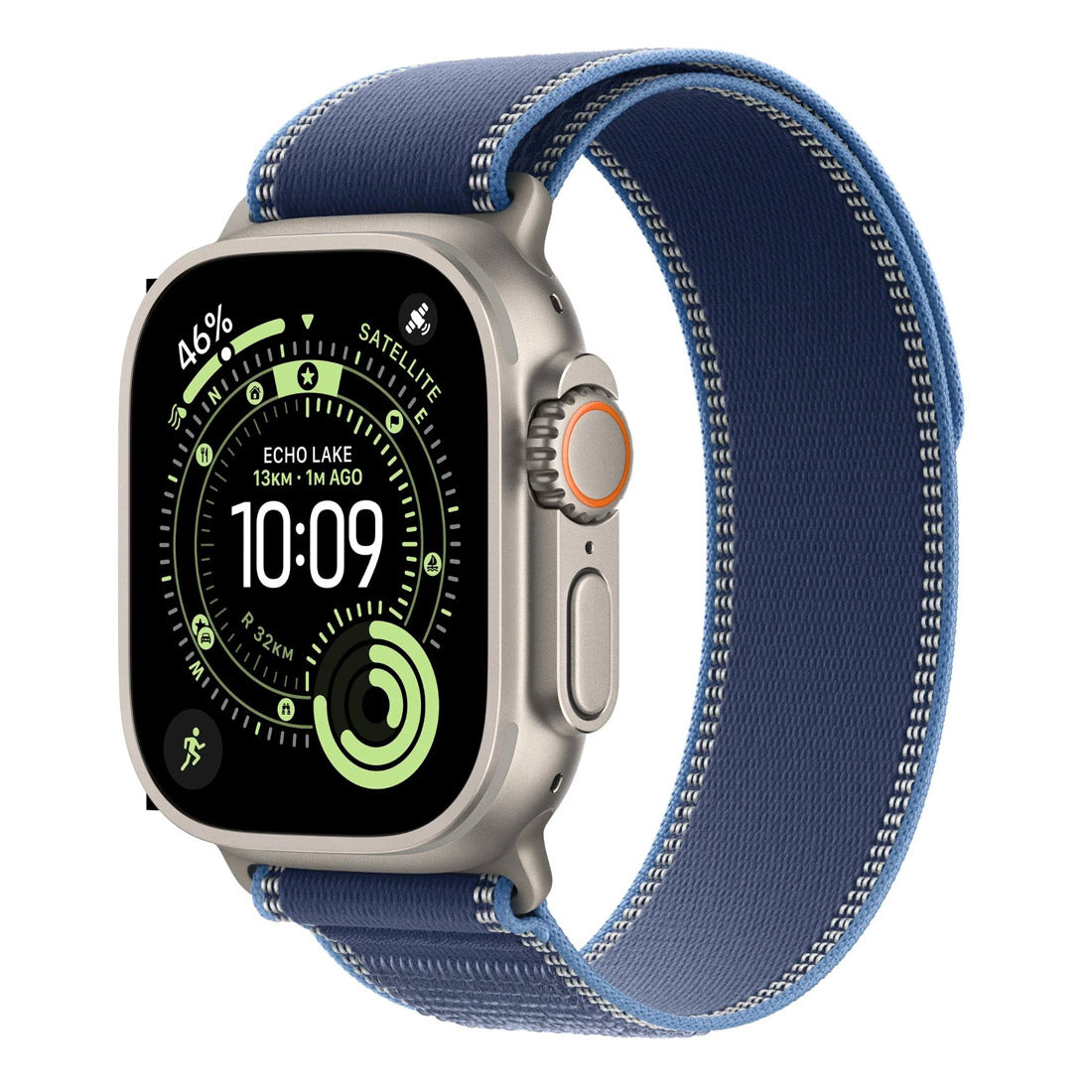 Apple Watch Ultra 3 49mm GPS + Cellular Natural Titanium Case w/ Bright Blue Trail Loop (Medium/Large)