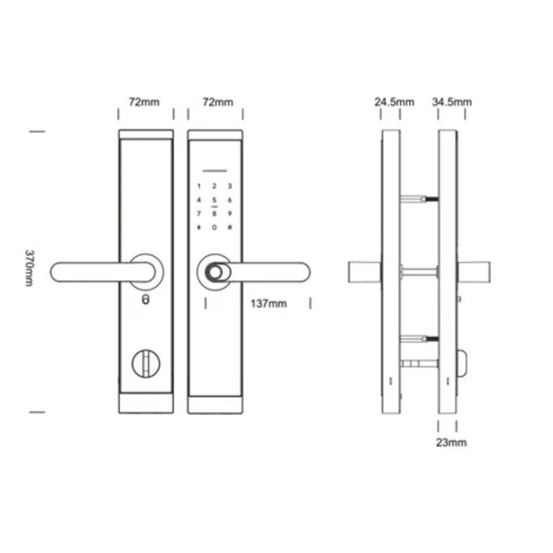 Auslock Glory Series H06B 60mm Back set - Snib Deadbolt - Black