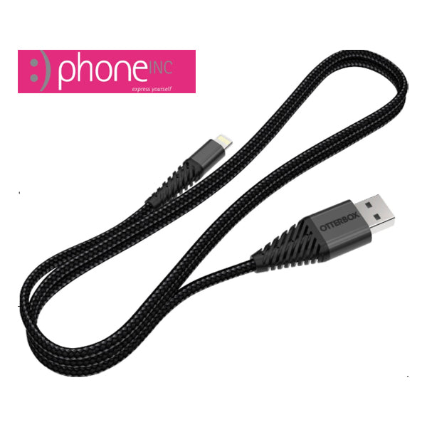 OtterBox Lightning to USB-A Cable (1M) Black , 2.4 AMP, Rugged, Durable, Nylon Weaving, Apple iPhone/iPad/MacBook,