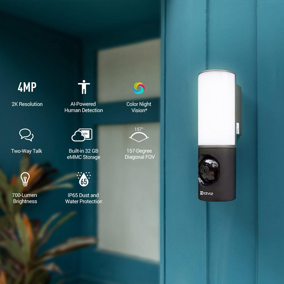 EZVIZ LC3 2K Outdoor Wi-Fi Smart Security Wall-Light Camera