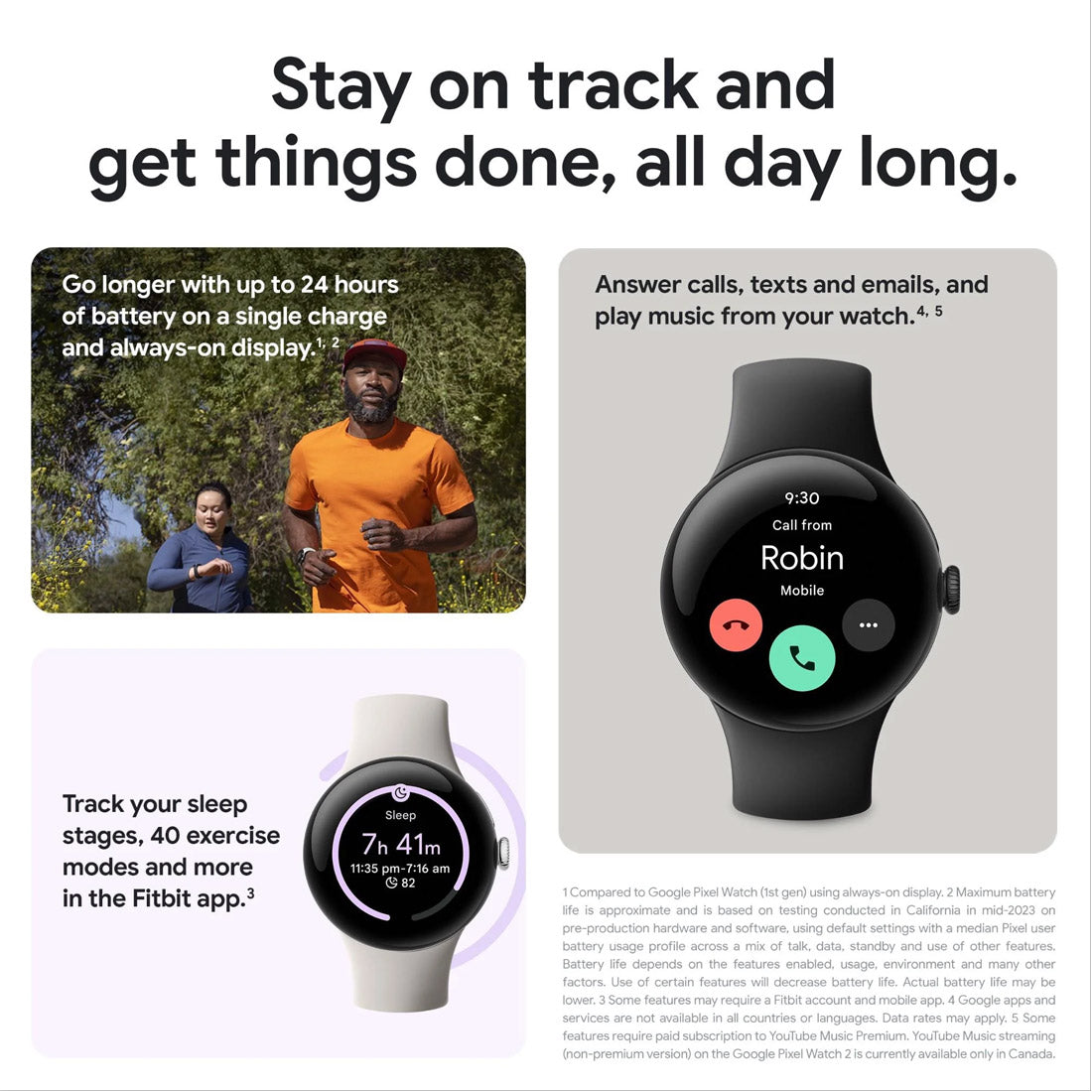 Google Pixel Watch 2 LTE Matte Black with Obsidian Active Band