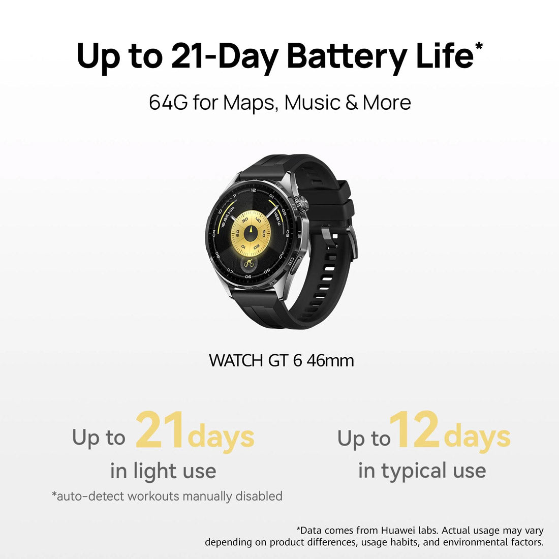 Huawei Watch GT 6 46mm w/ Black Fluoroelastomer Strap