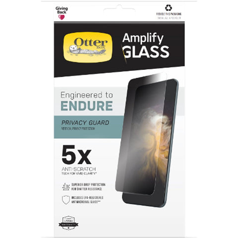 OtterBox Amplify Glass Privacy for Apple iP 14 Plus / iP 13 Pro Max Screen Protector - Antimicrobial, 5x Anti-Scratch, Reinforced Edges