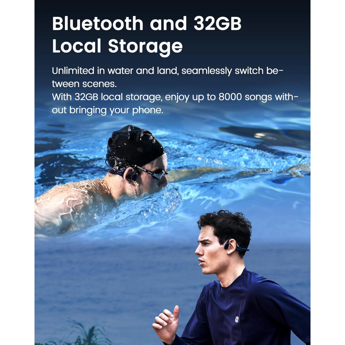 Mojawa HaptiFit Terra Waterproof Bone Conduction Headphones - Blue