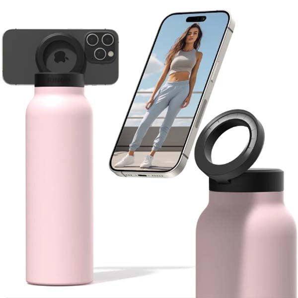 Ringo Water Bottle with Magnetic Phone Mount - Pink -710ml (24oz)