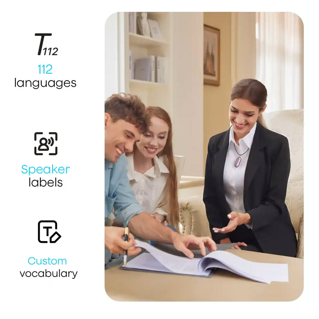 PLAUD NotePin S AI note taker w/ lanyard, wristband, magnetic pin & clip - Black