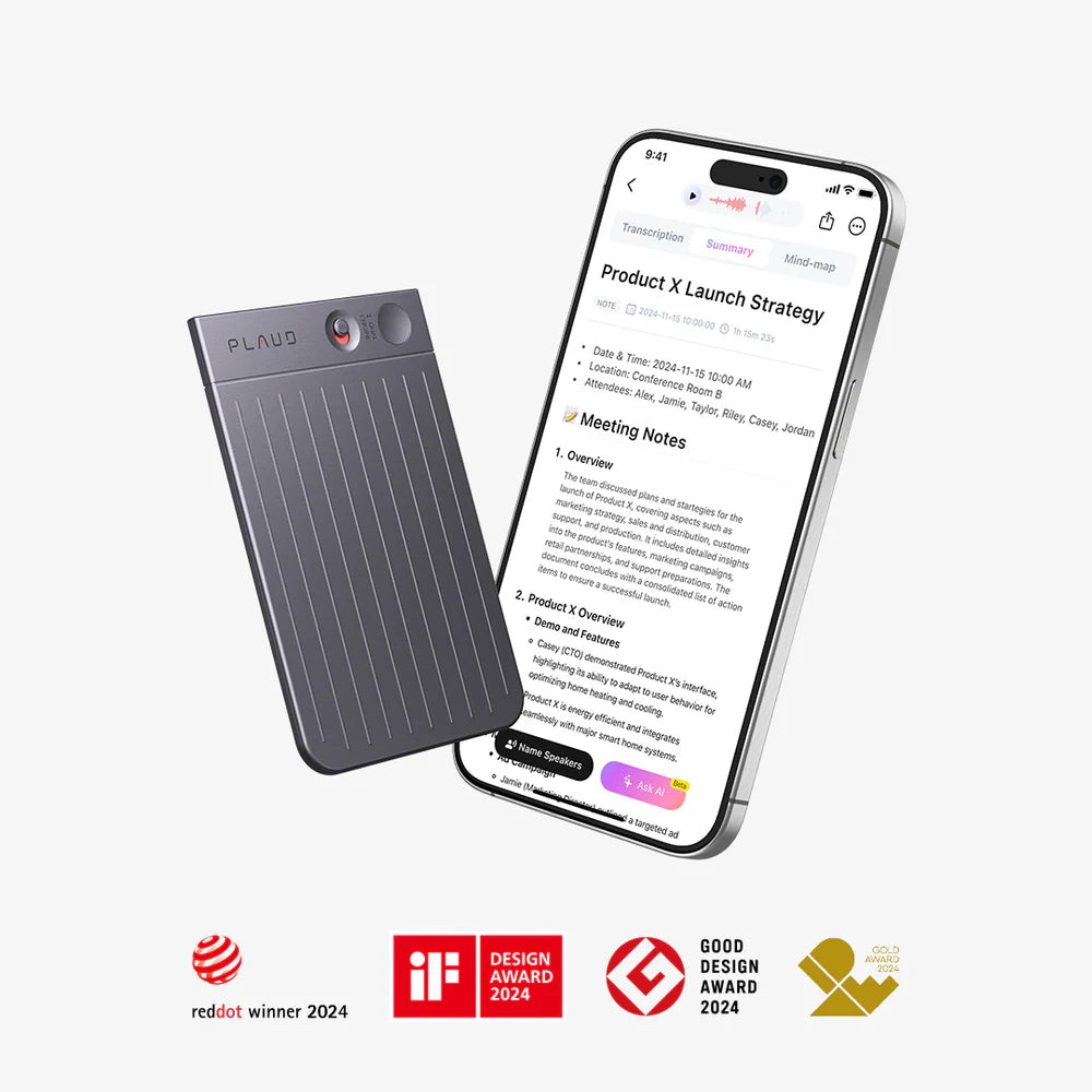 PLAUD NOTE AI Recorder-112 language Voice-to-text Recorder, transcribe, summarize-Silver