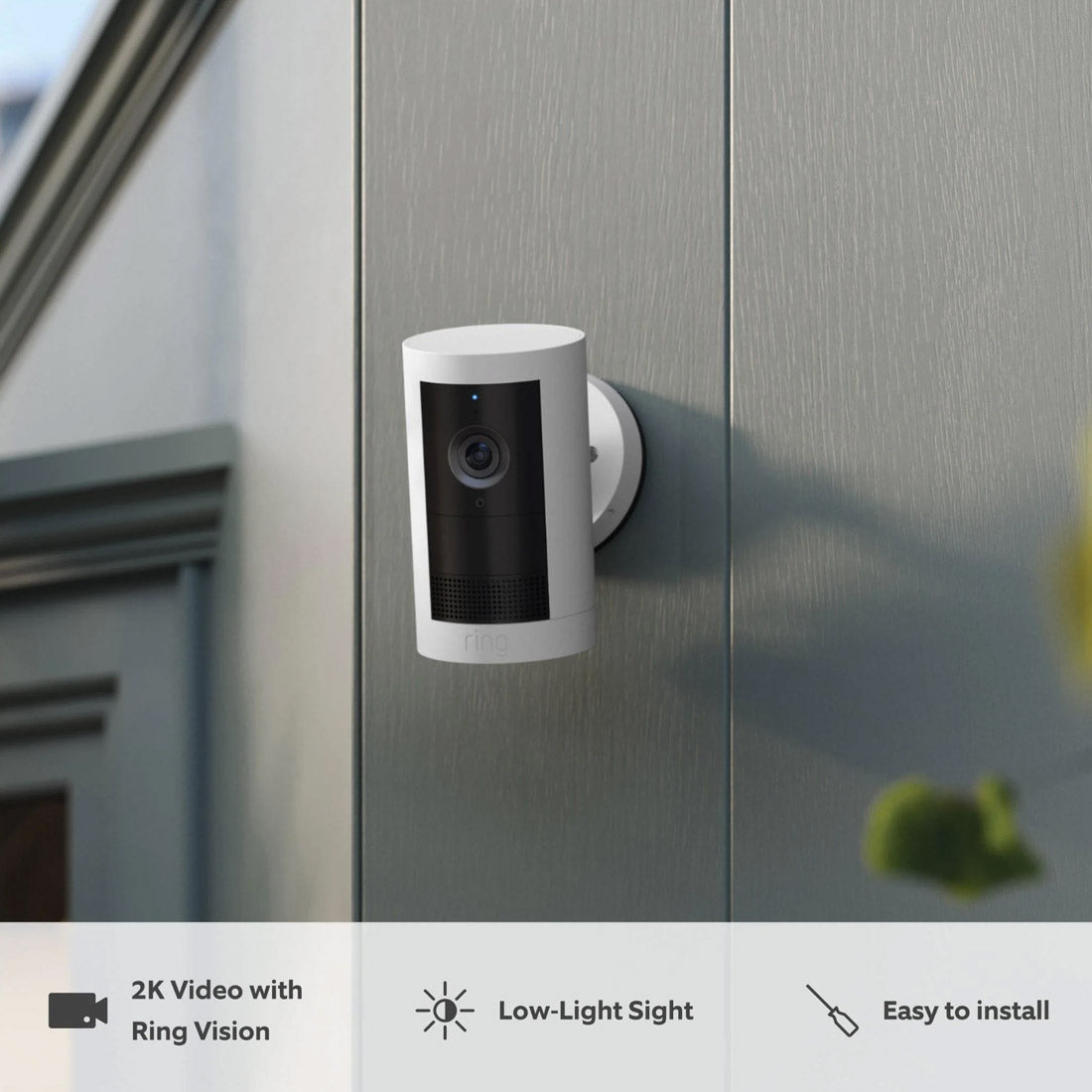 Ring Outdoor Security Camera Plus Battery - White