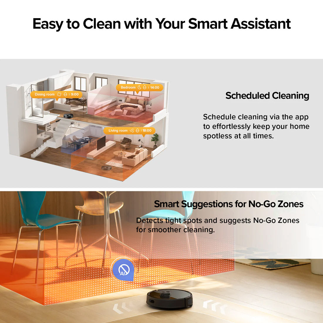 Roborock Q7T+ Plus Robotic Vacuum Cleaner w/ 10-000Pa Suction Power - Black