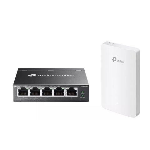 TP-Link EAP235-Wall Omada AC1200 Wireless MU-MIMO Gigabit  Access Point + ES205GP Cloud Managed PoE Smart Switch