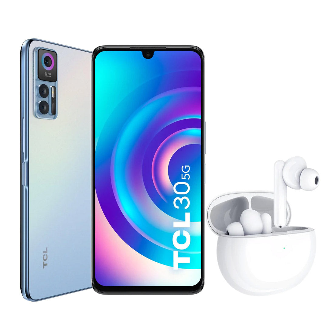 TCL 30 5G (Dual Sim, 128GB/4GB, 6.7â€œ, Bonus MOVEAUDIO S600) - Dreamy Blue Image