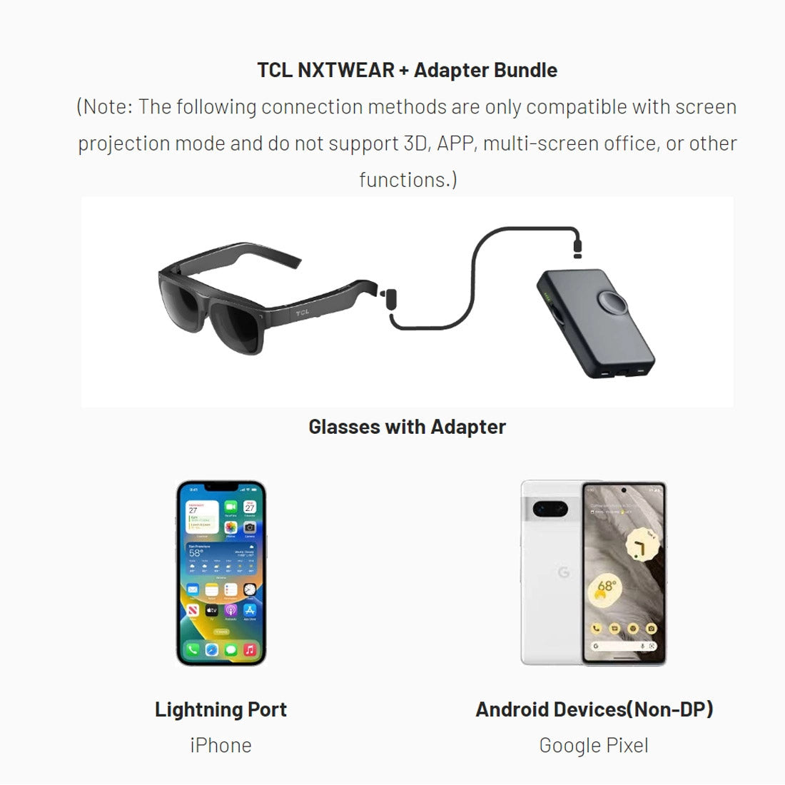 TCL RayNeo NXTWEAR Air Smart Glasses Black [Refur] - Excellent