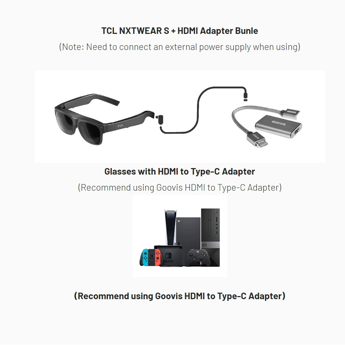 TCL RayNeo NXTWEAR Air Smart Glasses Black [Refur] - Excellent