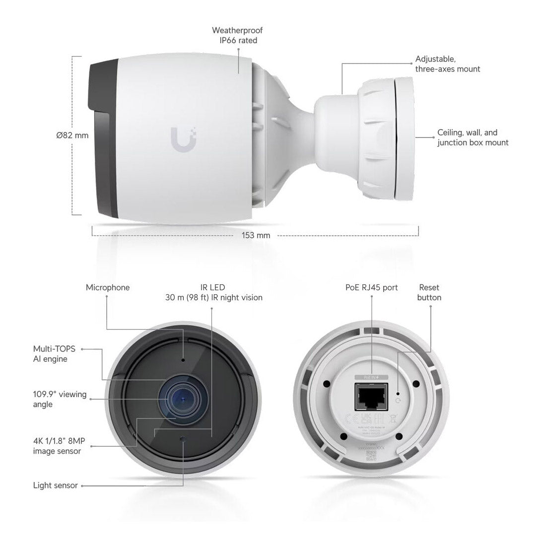 Ubiquiti Networks G6 4K UHD Outdoor Network Bullet Camera w/ Night Vision - White(OS)