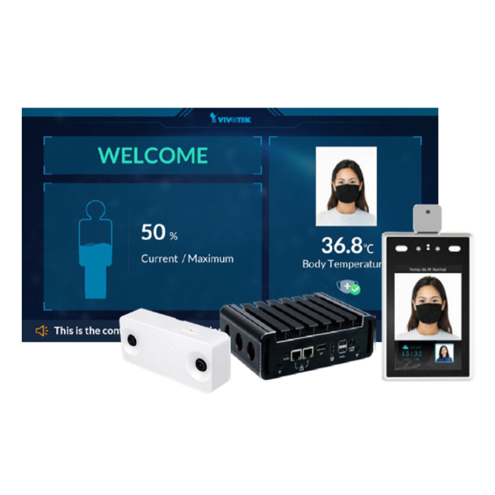 Access Management System with temperature, face mask check and people counting