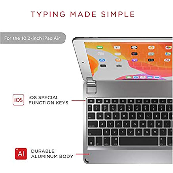 Brydge 10.2 Wireless Keyboard Cover for 10.2-inch iPad 7th Gen Silver