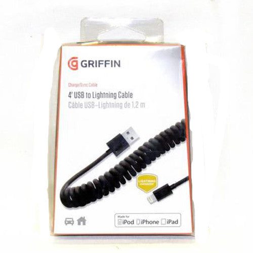 Griffin Coiled Lightning Cable for iPhone iPad Car Apple MFI Certified