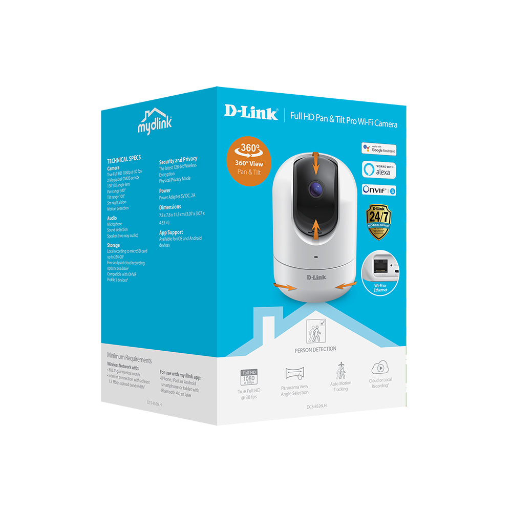 D-Link DCS-8526LH FULL HD Pan Tilt Wi-Fi Camera White AU