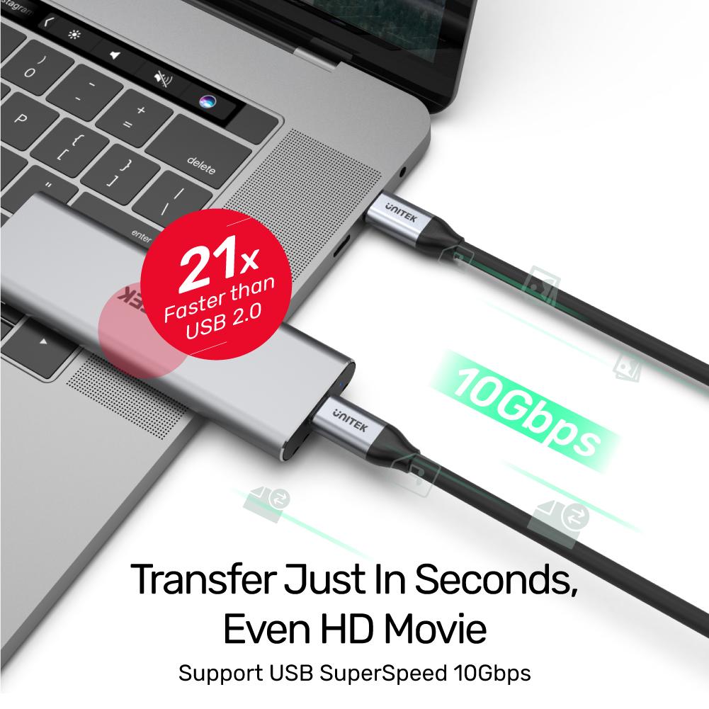 UNITEK Full-Featured USB-C Cable With 4K@60Hz, 10Gbps Data & PD 100W