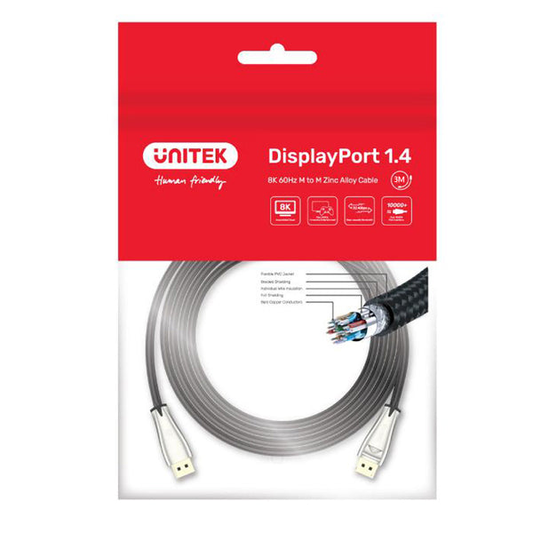 Unitek 8K DisplayPort 1.4 Zinc-alloy Cable