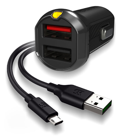 EFM Dual USB Rapid Car Charger 3.4A With Mirco-USB Cable-Black AU stock