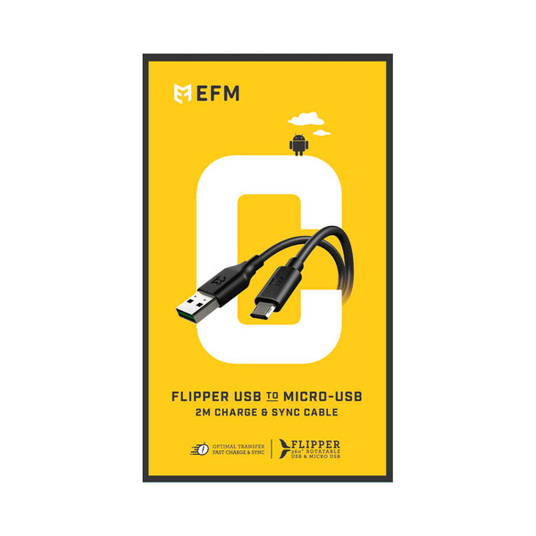 EFM Flipper Reversible Micro USB Cable 2m Length-Black