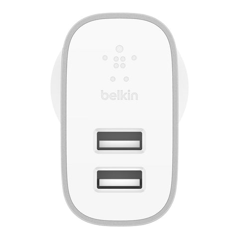 Belkin BOOSTCHARGE 2-Port Home Charger With Lightning to USB-A Cable - Silver-Silver