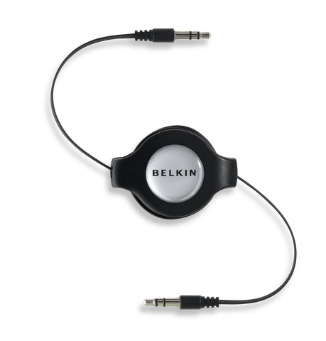Belkin Retractable Car Stereo Cable 3.5mm Male to 3.5mm Male - Black-Black