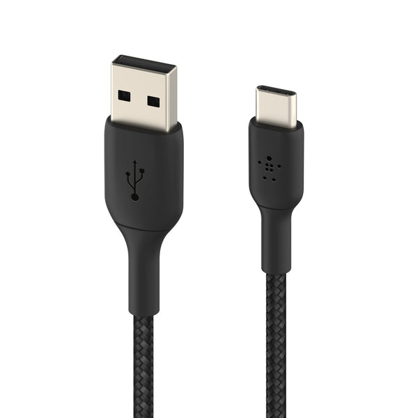 Belkin BoostCharge USB-A to USB-C Braided Cable  1m Black Universally compatible - Black-Black