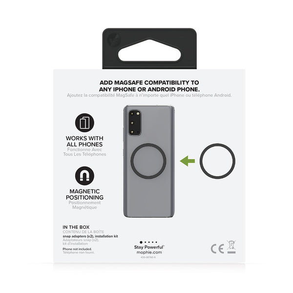 Mophie Universal Snap Adapters Ring Kit (2 Rings)-Black add MagSafe for your device