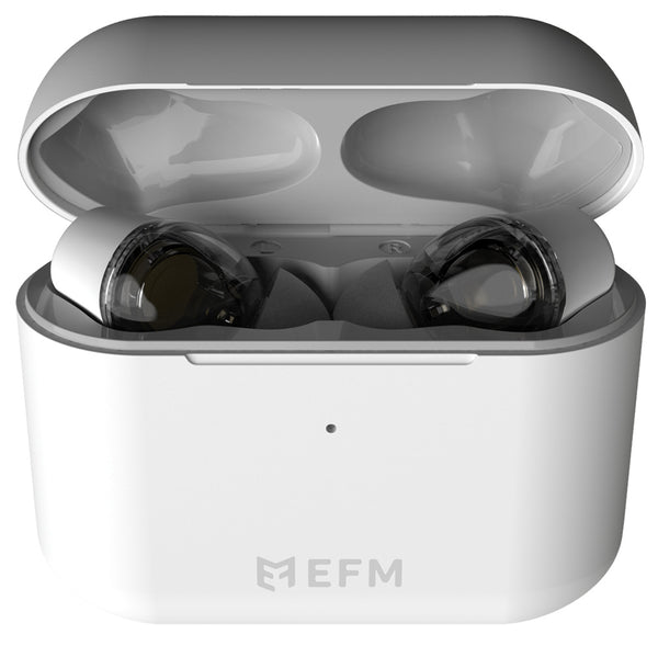 EFM TWS Atlanta Earbuds With Dual Drivers and Wireless Charging-White
