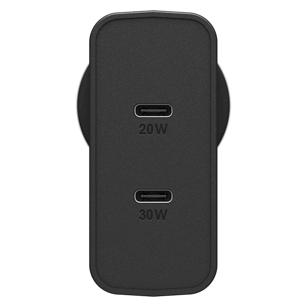 OtterBox USB-C Dual Port Wall Charger 50W Fast Charge-Black / Black