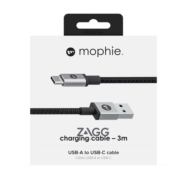 Mophie USB-A to USB-C Cable 3M - Black-Black
