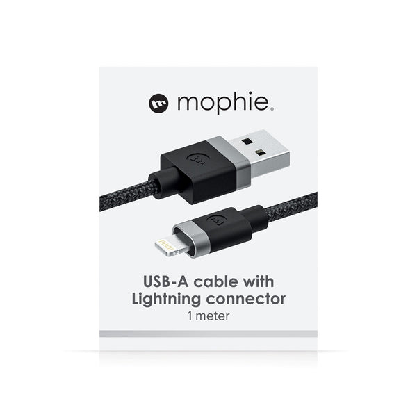 Mophie USB-A to Lightning Cable 1M - Black-Black