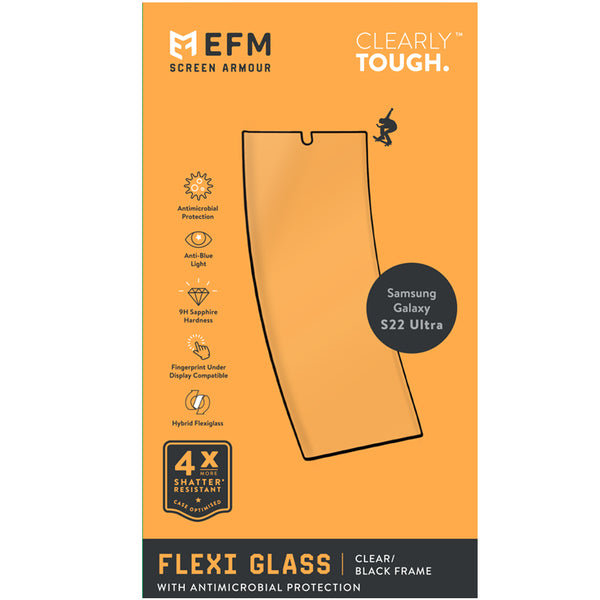 EFM FlexiGlass Screen Armour For Samsung Galaxy S22 Ultra (6.8)-Clear