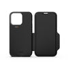 EFM Monaco Leather Wallet Case Armour with D3O 5G Signal Plus For iPhone 13 Pro (6.1" Pro) - Black/Space Grey-Black / Space Grey