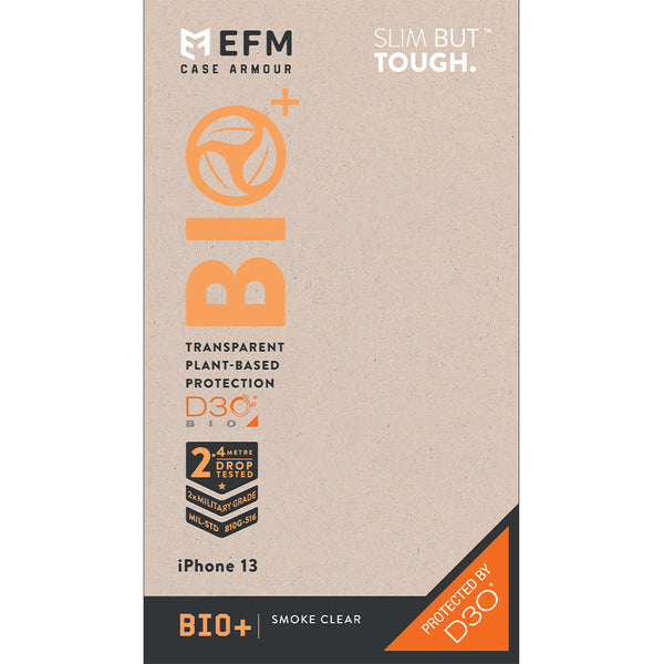 EFM Bio+ Case Armour with D3O Bio For iPhone 13 (6.1") - Smoke Clear-Black / Grey