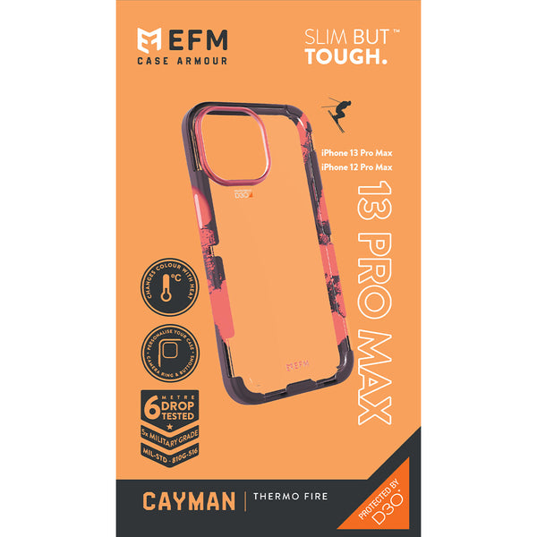 EFM Cayman Case Armour with D3O Crystalex For iPhone 13 Pro Max (6.7") - Thermo Fire-Thermo Fire