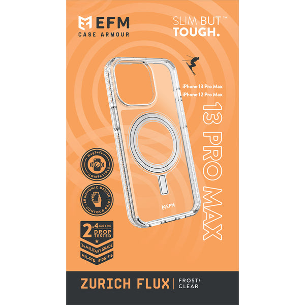 EFM Zurich Flux Case Armour Compatible with MagSafe For iPhone 13 Pro Max (6.7") - Frost Clear-Clear