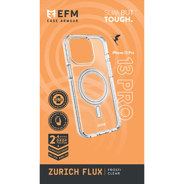 EFM Zurich Flux Case Armour Compatible with MagSafe For iPhone 13 Pro (6.1" Pro) - Frost Clear-Clear