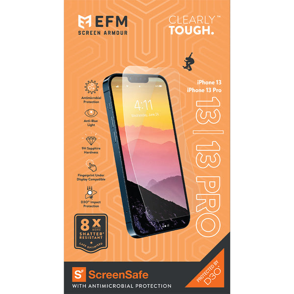 EFM ScreenSafe Film Screen Armour with D3O  For iPhone 13/13 Pro (6.1")/iPhone 14 (6.1")-Clear