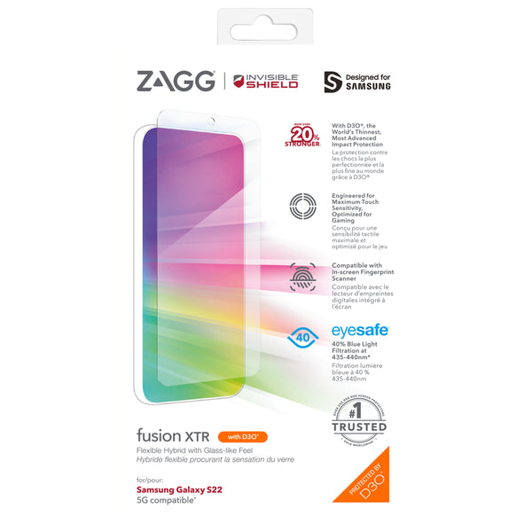 InvisibleShield Fusion XTR Screen Protector For Samsung Galaxy S22 (6.1) - Clear-Clear