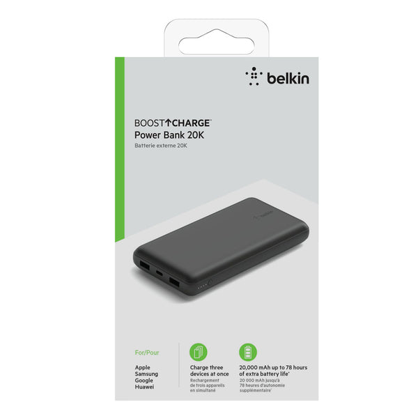 Belkin BOOSTCHARGEáUSB-A/USB-C Power Bank 20 000 mAh with 15W Power Output-Black