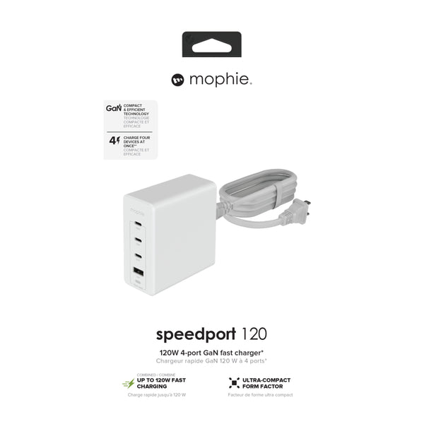 Mophie GaN Power Adaptor USB-C PD Hub 120W-White
