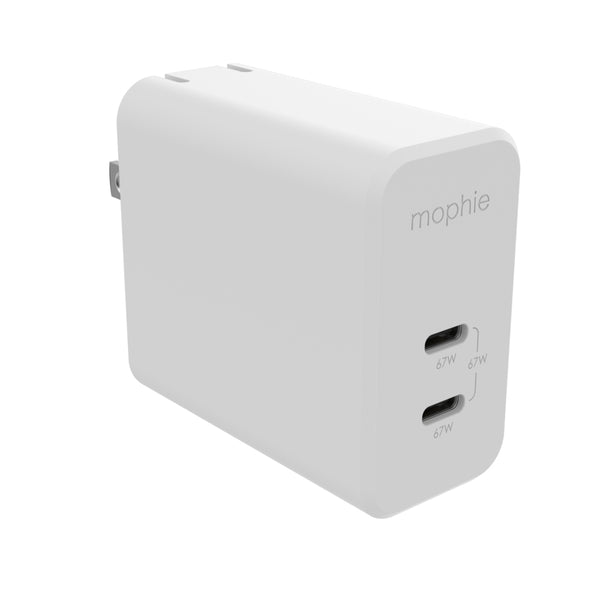 Mophie GaN Power Adaptor USB-C PD Dual 67W-White