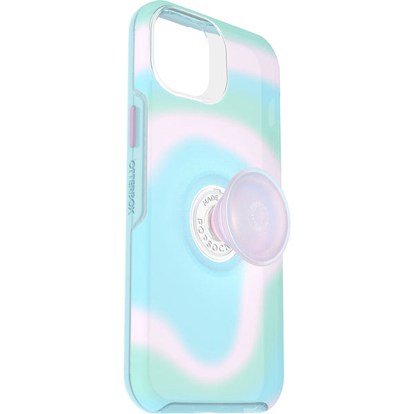 Otterbox Otter+Pop Symmetry Case For iPhone 14 Plus (6.7") - Glowing Aura-Aqua Blue / Light Teal