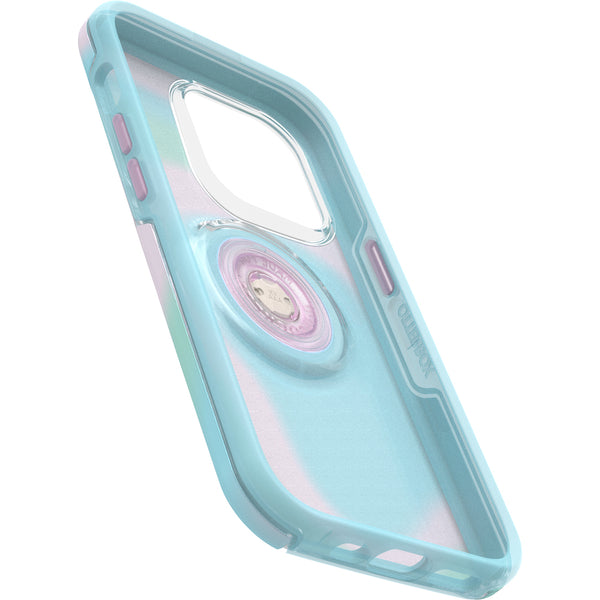 Otterbox Otter+Pop Symmetry Case For iPhone 14 Pro (6.1") - Glowing Aura-Aqua Blue / Light Teal