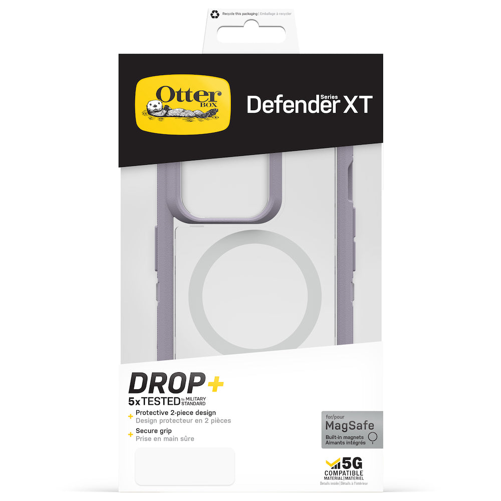 For iPhone 14 Pro (6.1") Otterbox Defender XT Clear MagSafe Case- Lavender Sky-Clear / White