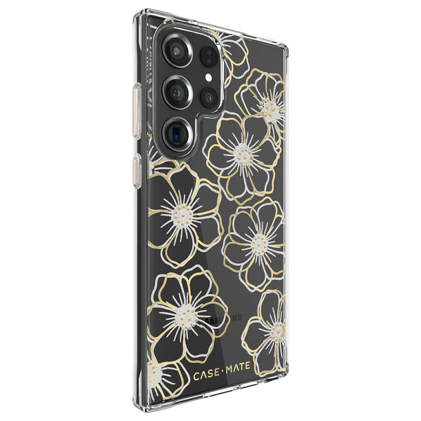 Case-Mate Floral Gems Antimicrobial Case For Samsung Galaxy S23 Ultra-Clear/ Gold